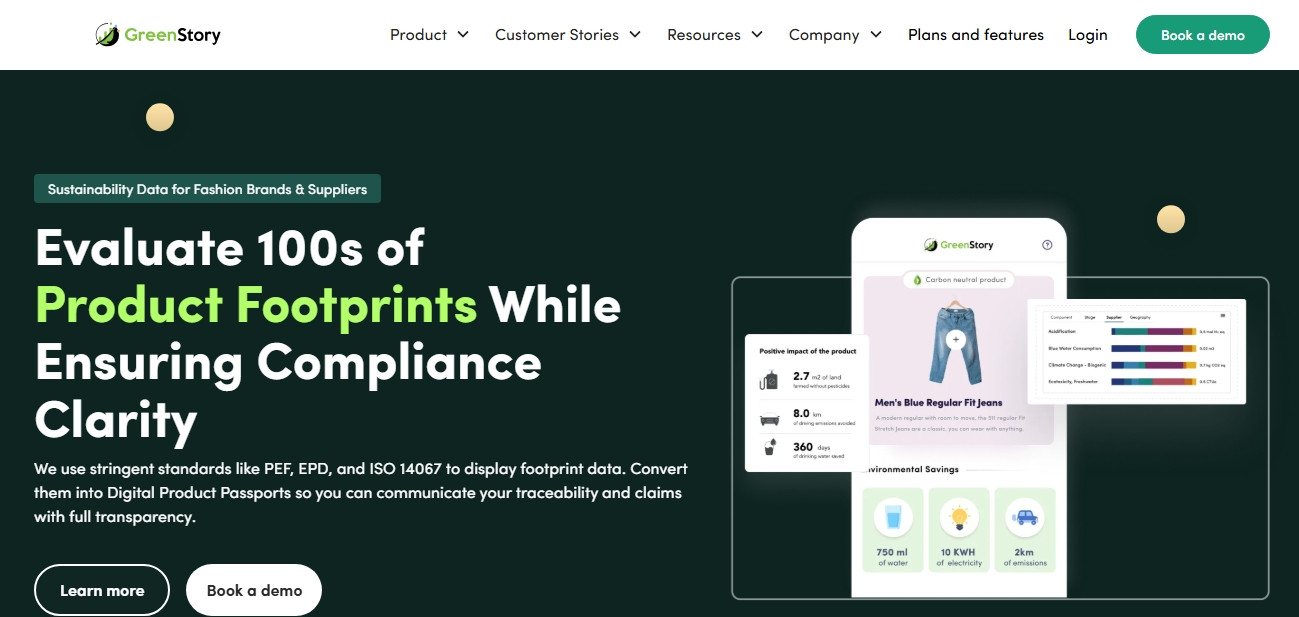 Screen shot of the Green Story website.