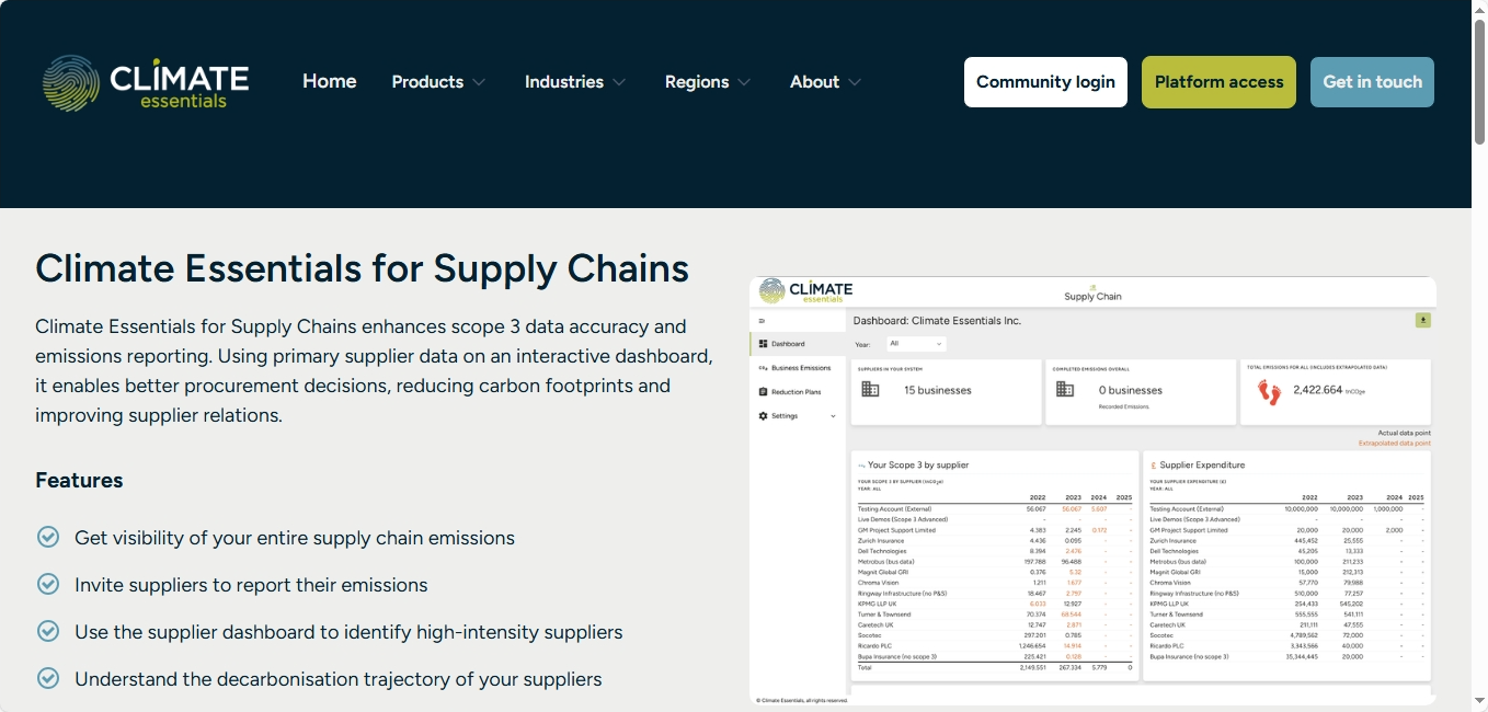 Scalable Scope 3 data collection and analytics